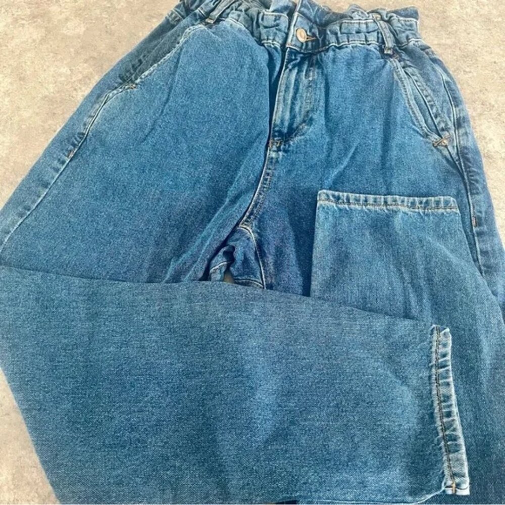 Zara Paper Bag Medium Wash Jeans - Picture 10 of 14